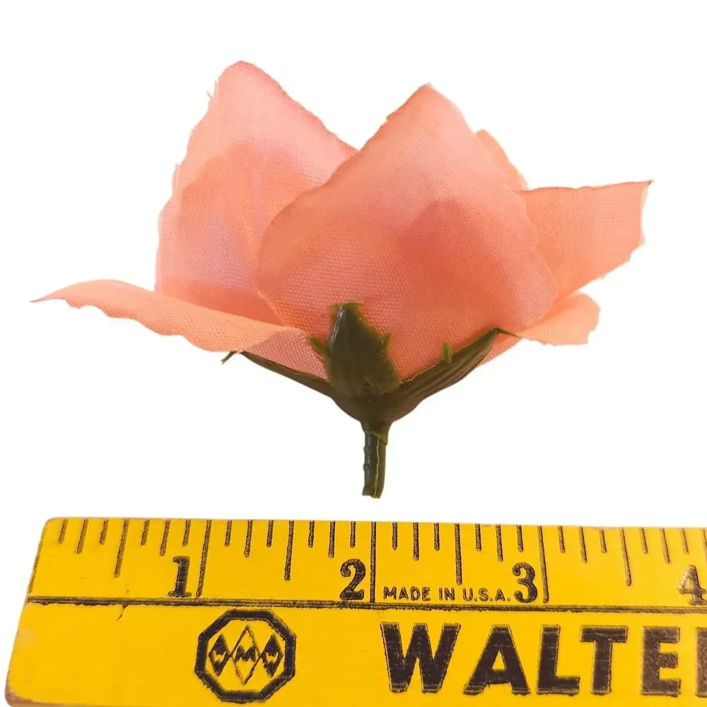 40 Peach Pink Artificial Silk Rose Flower Heads 3
